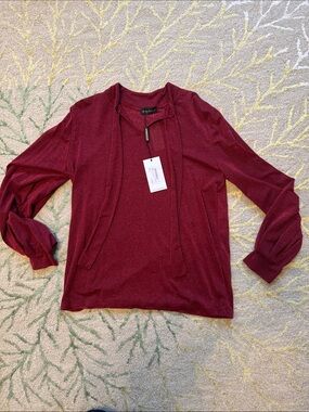 James Lakeland Wolf and badger red sparkle Italian necktie top 50/18 NWT